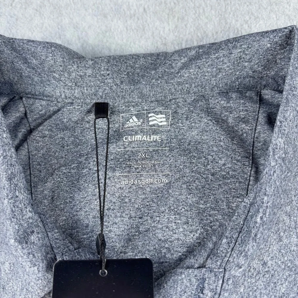 Adidas Polo Shirt Mens 2XL Gray Heathered NWT TRD PRO Climalite Golf Tee